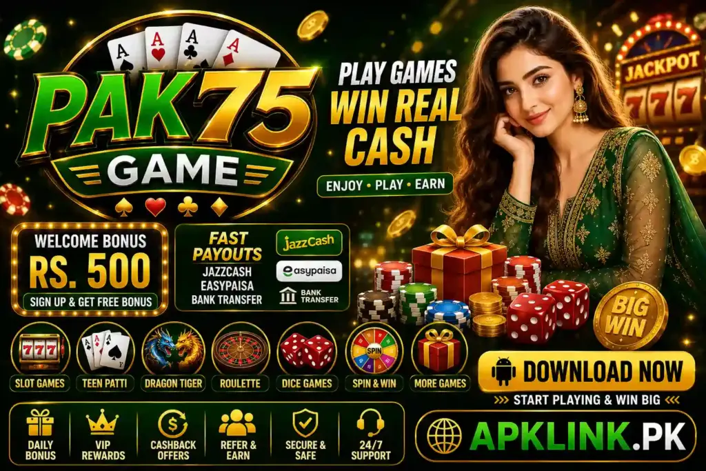 Pak75 Game Download Pakistan 2026 – Real Cash Earning Game