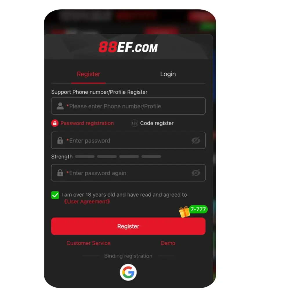 How to Register on 88EF Game