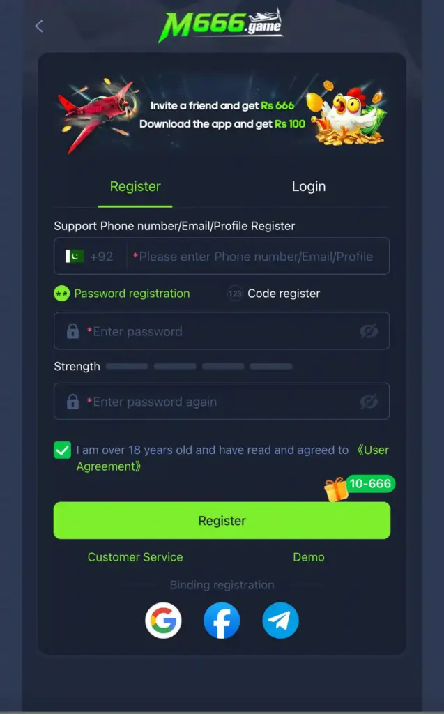 How to Register on M666 Game