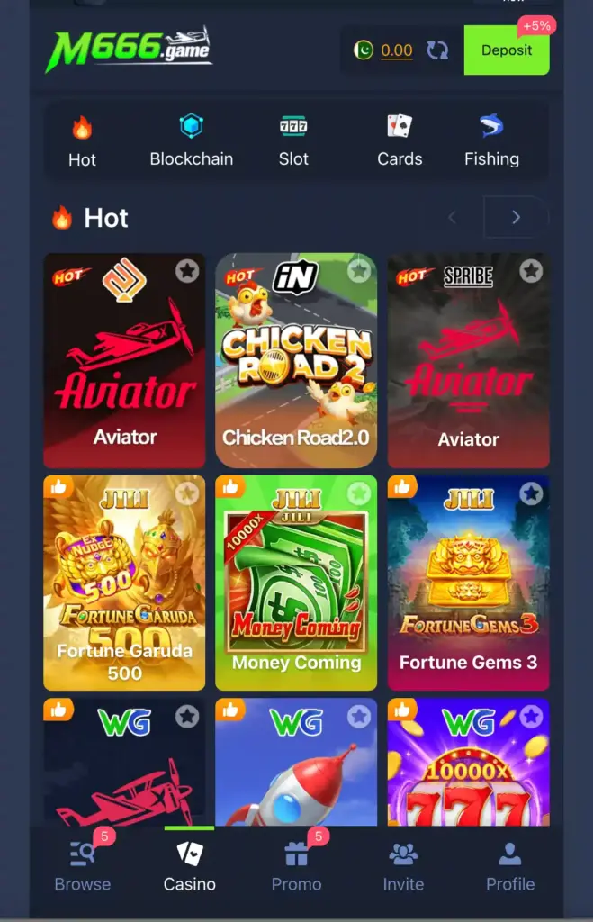 Popular Games in M666 App