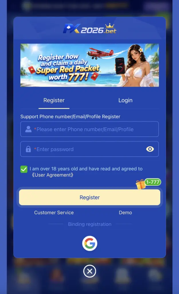 How to Register on PK2026BET Game