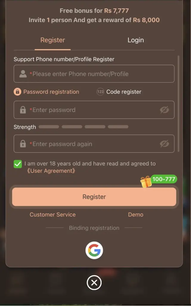 777CH Game Login Process