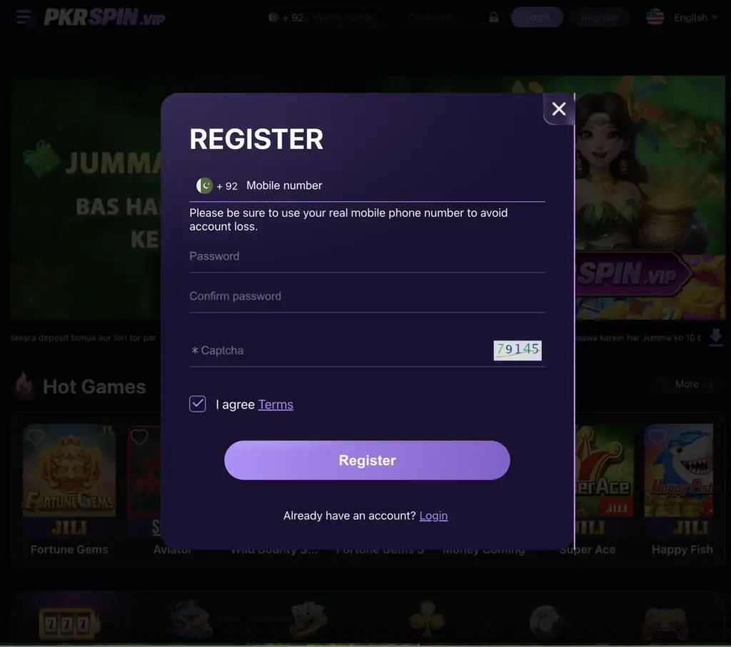 How to Register on PKR Spin